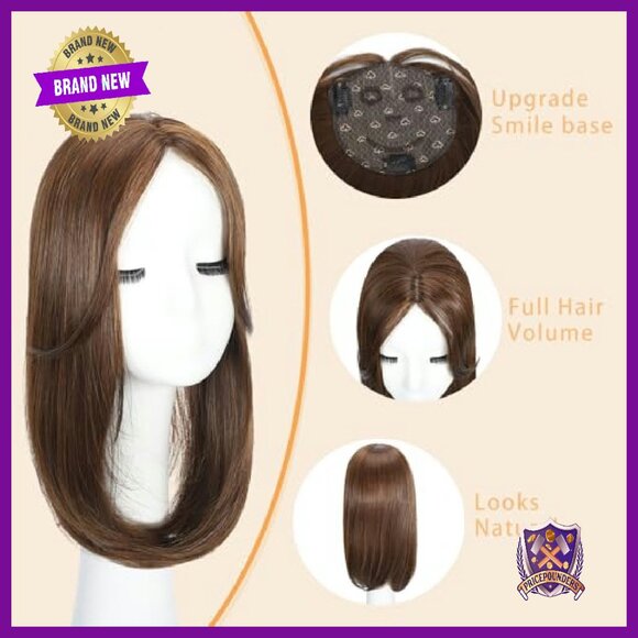 15 Inch Synthetic Hair Topper with Bangs for Thinning Hair Coverage - Picture 6 of 7